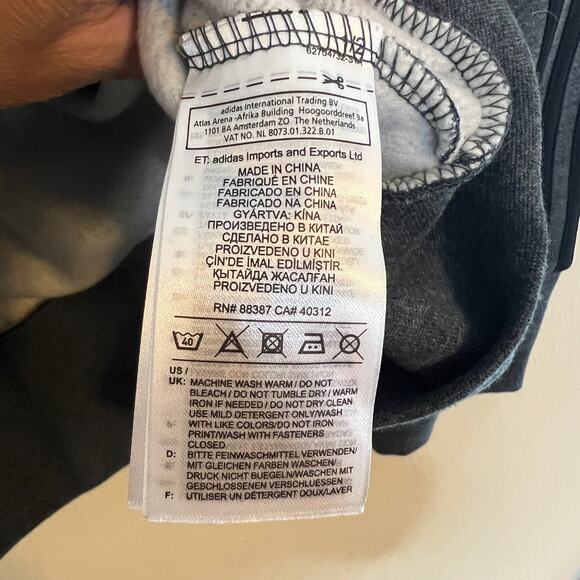 Adidas Men’s Full Zip Fleece Jacket Size Large Tall Hooded Charcoal Gray NEW - Picture 5 of 7